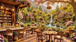 Morning Porch Ambience 🌸 Relaxing Jazz & Spring Cafe Views for Ultimate Peace