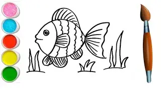 Cute fish drawing for kids | How to draw easy fish | Coloring & Painting | Toddlers | Kids Art |