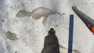 Blowing off concrete