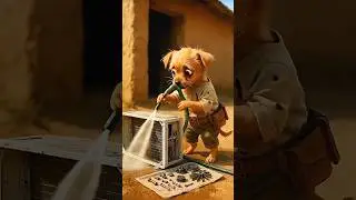 Sweet Puppy Repair AC For Help🥹💪 #shortvideo #aipuppy #entertament #animals #pets #aipuppy