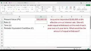 Periodic Cashflow of the Present Value of Ordinary Annuity Using Excel