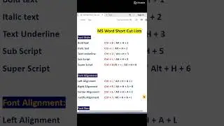 MS Word Shortcut list-1 #mswordshortcut #mswordshortcutkeys #msword #mswordshorts