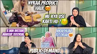 Instagram Viral hijabLook Recreate😍| 5-Minute Instant Makeup Tutorial😳|Nykaa Shopping Halu