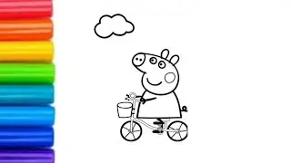Colourful💕 peppa pig😋 drawing | easy peppa pig drawing | drawing for kids | step by step peppa pig