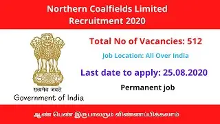 Northern Coalfields limited recruitment 2020-Tamilan guide for you