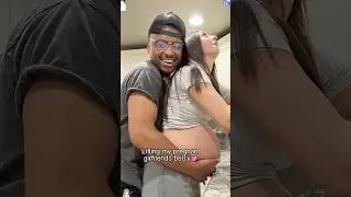 Lifting my pregnant girlfriends belly❤️🥰#funny #prank #love #funnyvideo #couple