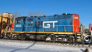 Canadian national eastbound E276 3809+3898+GTW 4623 Bancroft Michigan January 30 2026