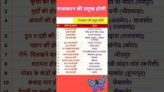 राजस्थान की प्रमुख होली #rajasthan #holi #gk #culture