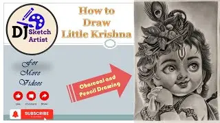 Beautiful Baby Krishna Pencil Sketch | Realistic Charcoal Drawing | DJ Sketch Artist