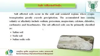 Management of Salt Affected Soils- MOOC on Digital Teaching Techniques