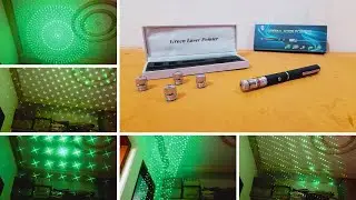 Unboxing and Review of 5 in 1 Green Laser Pointer Pen Beam with Adjustable Cap to Change Projected