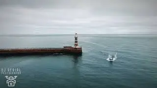 Aerial View of Roker Lighthouse with Dolphins