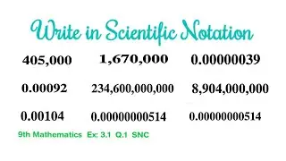 9th Math  Ex: 3.1  Q.1  SNC Standard form to scientific form