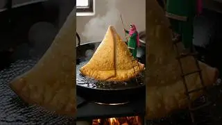 Tany Punjabi women make a Giant samosa recipe village women style cooking of samosa  🤤 #shorts.