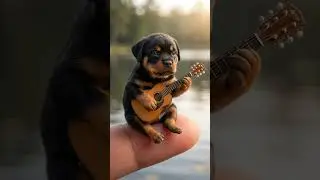 Tiny Sad Dog Playing Guitar &ndash; Will You Cheer This Rottweiler Up?🥹🫂 #ai