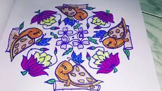 Tortoise 🐢kolam with dots/color muggulu/unique rangoli/dailykolam/simple and easy rangoli designs