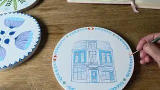 Canal house in Delft blue, Dutch tile