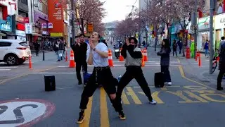 RED SPARK, ALINA & FRIEND. ELASTIC SUPERB BUSKING. SINCHON STREET. DEEPLY MOVED.