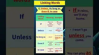 Linking Words: If, Unless, As long as, Even if, In case | Connectors in English #englishgrammar