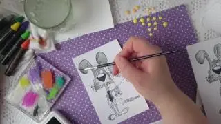 МК открытка со штампом| раскрашивание штампа | oil pastel Prima