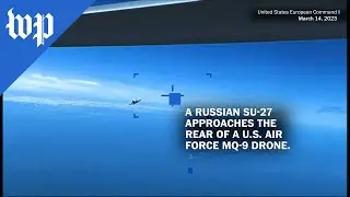 Russian jet hits U.S. drone, annotated