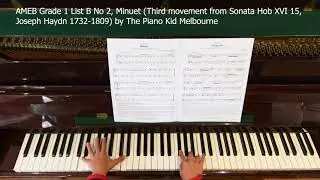 AMEB Grade 1, List B No 2, Minuet, Joseph Haydn (1732-1809) by The Piano Kid Melbourne
