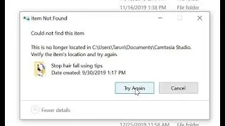 Fix: Could not find this item, This is no longer located in path, How to Delete Directory