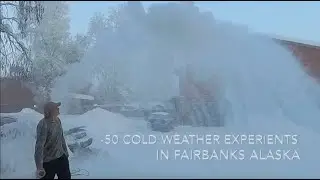 Эксперименты в условиях низких температур (-50 градусов) в Фэрбенксе, Аляска.