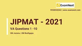 JIPMAT 2021 | Solutions | IIM Jammu | IIM Bodhgaya | VA Questions 1 to 10 | Previous Year Paper