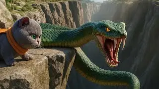 A Cat Alone Surviving In The Forest | Giant Python vs Crocodile Battle in the Wild Jungle