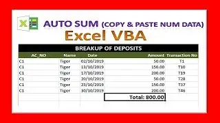 Auto SUM Excel VBA