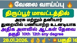 JOB VACANCY TIRUPUR DISTRICT PART 16.  GOVERNMENT AND PRIVATE TEXTILE AND OFFICE JOB VACANCY  