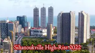 [4K] Aerial view of Sihanoukville high-rise building 2022