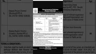Deputy Project Director Jobs 2025 In Finance Division