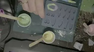 trying food coloring and plaster of paris