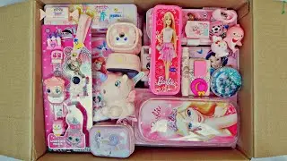 Unboxing Modern Pink Stationery, Desk Lamp, Sharpener, Pencil Box, Erasner, Pouch, Notebook, Pen
