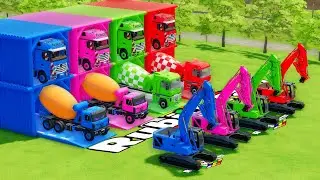 Garage with Colors - ALL MIXER TRUCK WITH DOUBLE FLATBED TRAILER TRUCK, MERCEDES, TATRA, DAF, XCMG
