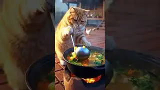 NomNomCat ASMR | Chubby Golden Cat Cooking & Eating Soup Sounds