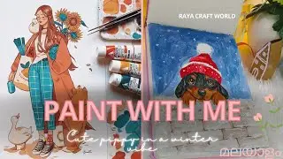 How to paint a cute puppy with winter vibe🍓✨ |Malayalam  easy painting tutorial #art @RayaCraftworld