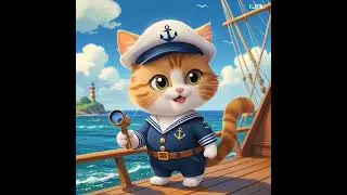 Cute cat as a sailor. #CuteCat#SailorCat#CatAnimation#CartoonCat#AdorableCats#SeamanCat#SailingCat