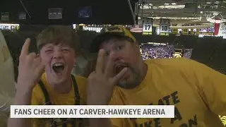 Fans cheer on Hawkeyes at arena watch party for historic NCAA game