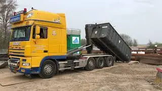 4K | Daf XF 105.460 straight pipe | Hagoort Transport B.V. |  Loading container with scrap metal