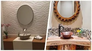 75 Powder Room With Medium Tone Wood Cabinets And Beige Countertops Design Ideas You'll Love 🔴