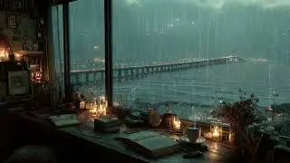 Late Night Coffee Shop Ambience with Rain Outside the Window for Deep Relaxation and Focus
