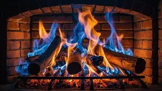 Mystic Ember Dance | Blue & Orange Flames in Brick Fireplace Ambience [4K]
