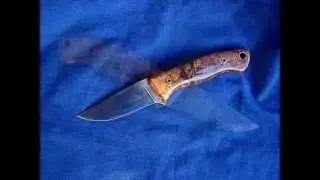 Zen Knives & Leather Works   KID, 80CRV2 steel, stabilized beechwood, mozaic pins wmv
