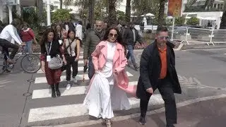 Andie MacDowell on her way to the Martinez Beach in Cannes