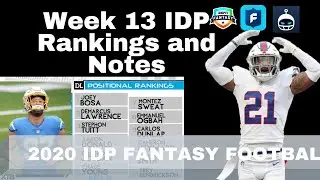 Week 13 IDP Rankings and Notes