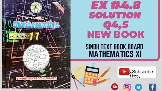 Exercise  4.8 Class 11th maths Solution |  Sindh Board New book
