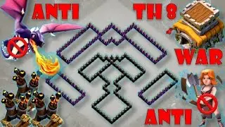 TOWN HALL 8 (TH 8) ANTI 2 STARS WAR BASE || REPLAY PROOF || CLASH OF CLANS